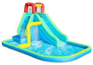 מתקן מתנפח מגלשת מים רחבה עם מנהרת מתזים ובריכת פעילות 9764