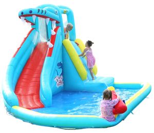 מתקן מתנפח פארק המים דינוזאור חווייתי עם מגלשה ובריכה 9770