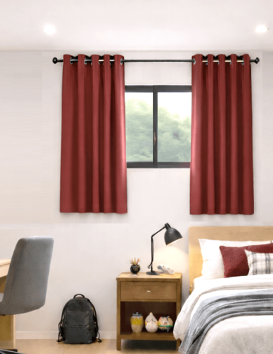 וילון בד הצללה אטום תפירת רינגים - בורדו