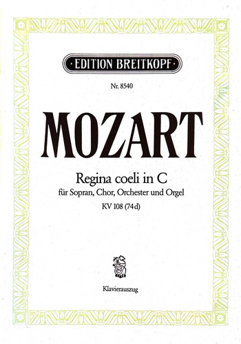 ספר תווים לשירה Mozart: Regina coeli in C - KV108 (74d)