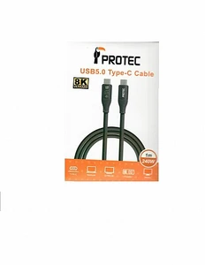 כבל טייפ סי Protec DM298 8K 240W 1M עגינה דאטה ותצוגה פרוטק DM-298