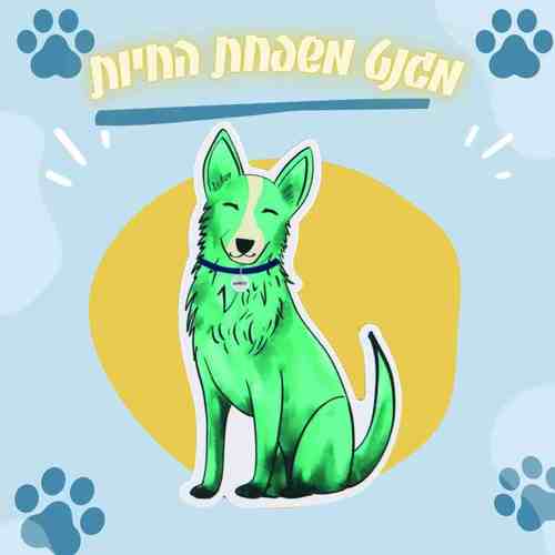 מגנט כלב ירוק בעיצוב איור יושב על רקע לבן