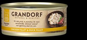 גרנדורף מעדן חזה עוף ופילה ברווז לחתולים בוגרים  GRANDORF
