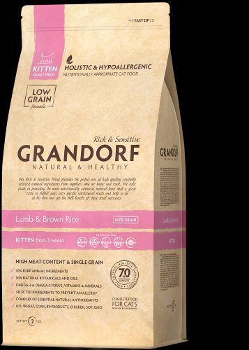 גרנדורף כבש ואורז מזון הוליסטי והיפואלרגני לגורי חתולים משלושה שבועות, חתולות בהריון ומניקות 8 ק