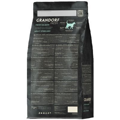 גרנדורף פרש סלמון ובטטה מזון הוליסטי והיפואלרגני ללא דגנים עם פרוביוטיקה חיה לחתולים מעוקרים ומסורסים בוגרים 2 ק