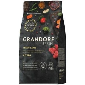 גרנדורף פרש כבש ואורז מזון הוליסטי והיפואלרגני ללא דגנים עם פרוביוטיקה חיה לגורי חתולים משלושה שבועות, חתולות בהריון ומניקות 2 ק״ג GRANDORF