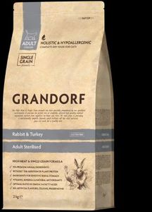 גרנדורף ארנבת מזון הוליסטי והיפואלרגני לחתולים מעוקרים ומסורסים בוגרים 2 ק"ג GRANDORF
