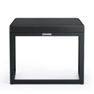 ספסל \ כסא פסנתר מתכוונן נוחות מקסימלית עם ריפוד עבה ורגלי נירוסטה מתכת שחורה Donner DKB-200