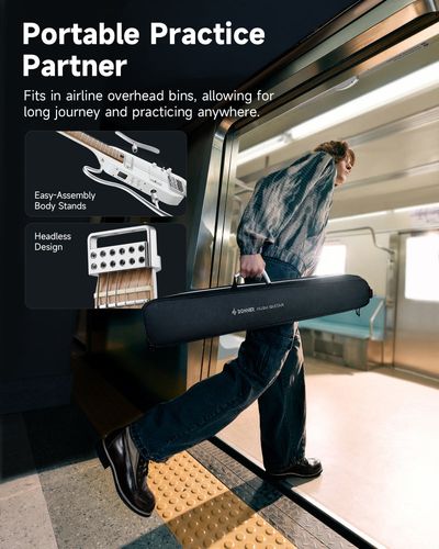 גיטרה חשמלית Donner HUSH X PRO דגם EC7029 - עיצוב headless מתקדם עם מערכת DXP מובנית ומעבד אפקטים דיגיטלי לנגינה מקצועית