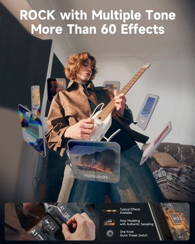 גיטרה חשמלית Donner HUSH X PRO דגם EC7029 - עיצוב headless מתקדם עם מערכת DXP מובנית ומעבד אפקטים דיגיטלי לנגינה מקצועית