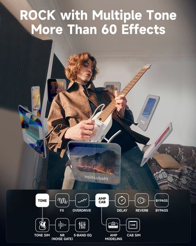 גיטרה חשמלית Donner HUSH X PRO דגם EC7029 - עיצוב headless מתקדם עם מערכת DXP מובנית ומעבד אפקטים דיגיטלי לנגינה מקצועית