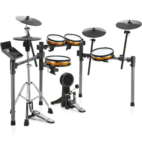 מערכת תופים אלקטרונית Donner Groove Ultra DN-EC7248 - מבט כללי על המערכת המלאה עם פדי mesh, צלחות ומעמד Swift-Rack יציב לנגינה מקצועית