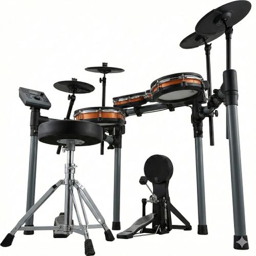 מערכת תופים אלקטרונית Donner Groove Max DON-EC7249 - 9 חלקים עם פדי mesh דו-אזוריים ומודול צלילים מתקדם לתרגול ביתי והקלטות