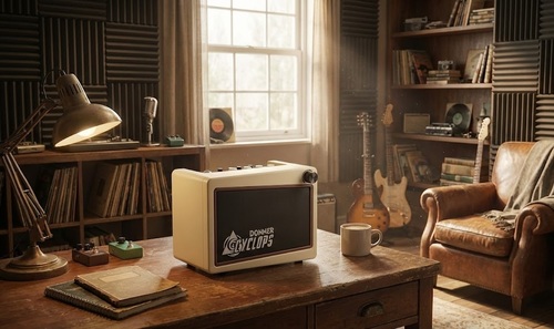 מגבר גיטרה Donner Cyclops EC1217 - מגבר קומבו מיני נייד עם עיצוב רטרו, 7 מודלי מגברים ומכונת תופים לתרגול וג'אמים