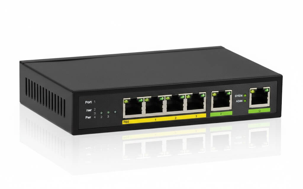 SW-0005POE | מתג (Switch) מנוהל 4 פורטים POE במהירות Gigabit