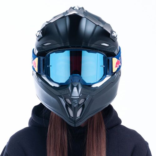 motocross goggles Red Bull STRIVE blue mirror lens