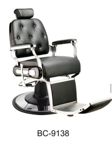 כיסא ברבר מקצועי POTSCHE BC-9138 עם ריפוד עור ותפירת כפתורים קלאסית