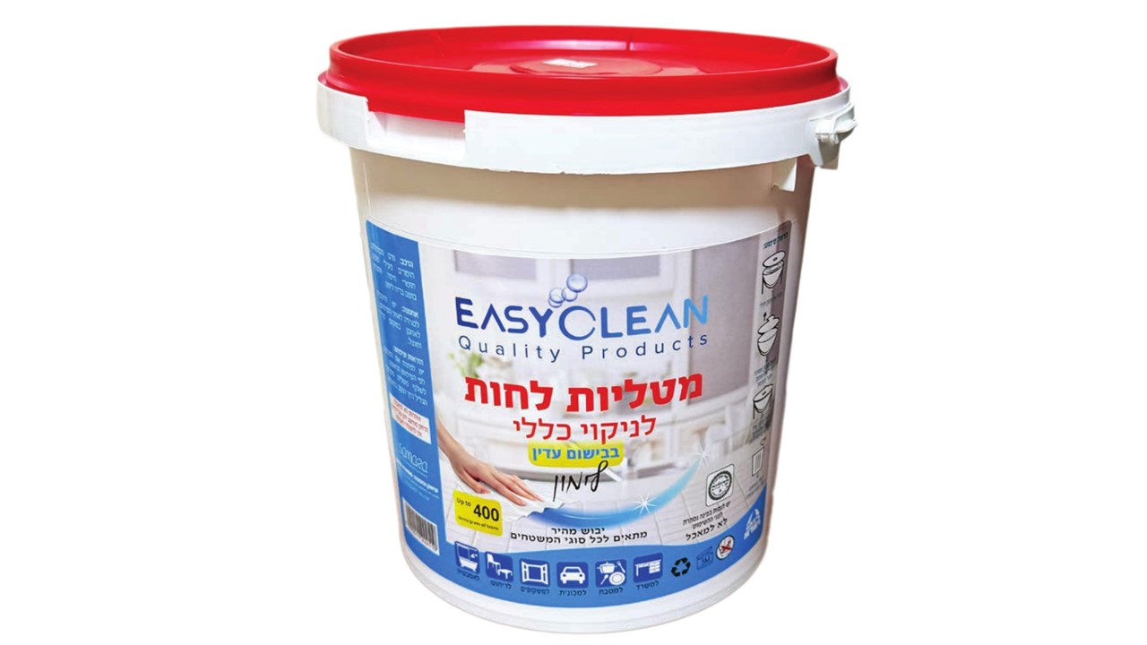 איזי קלין דלי מטליות לחות לניקוי כללי בבישום לימון - 400 יח