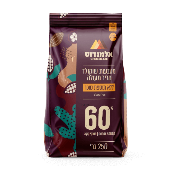 מטבעות שוקולד מריר 60% 250 גרם שקד תבור