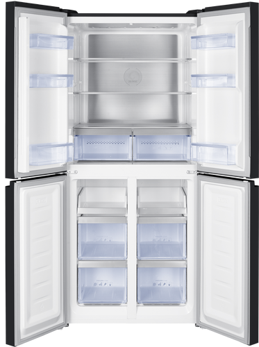 מקרר 4 דלתות מקפיא תחתון 466 ליטר נטו Electra EL522GBL – זכוכית שחורה צומת רוחב: 79 ס