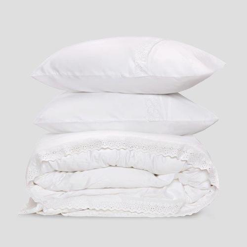 סט סאטן 300 עם תחרה – Luxury White