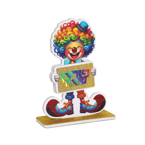 קישוט שולחן ליצן זהב גליטר (מנצנץ) דגם 'הקרנבל הגדול'