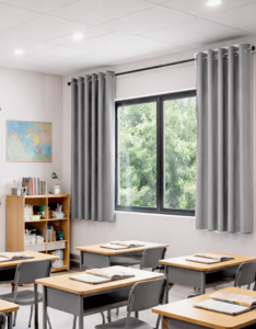 וילון בד הצללה אטום תפירת רינגים - אפור כסף