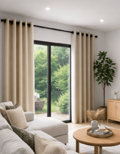 וילון בד הצללה אטום תפירת רינגים - לינן מוקה