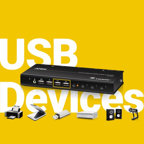 4-Port USB 4K HDMI KVMP™ Switch (Cables included) ATEN - 4PORT KVM SWITCH