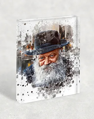 בלוק אקרילי עם ציור של הרבי מליובאוויטש