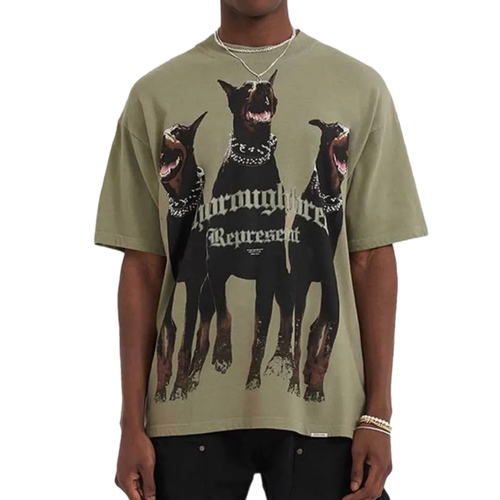 חולצה REPRESENT מידות S-XXL לגברים בגוון זית עם הדפס