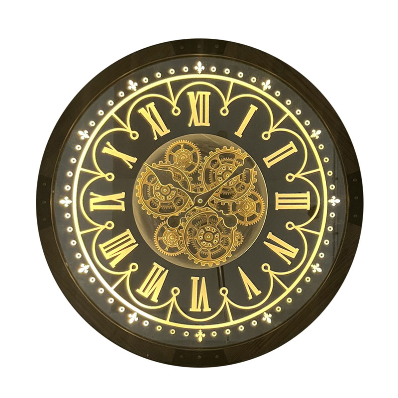 שעון קיר כרונוגרף מעץ עם תאורה