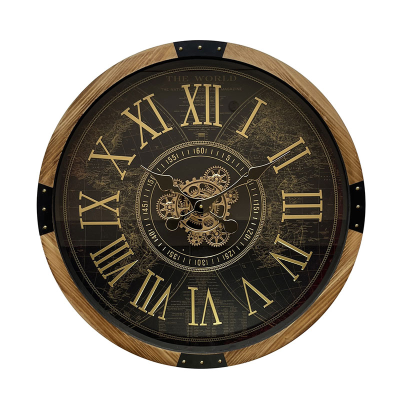 שעון קיר עץ בעיצוב שעון כרונוגרף קלאסי 