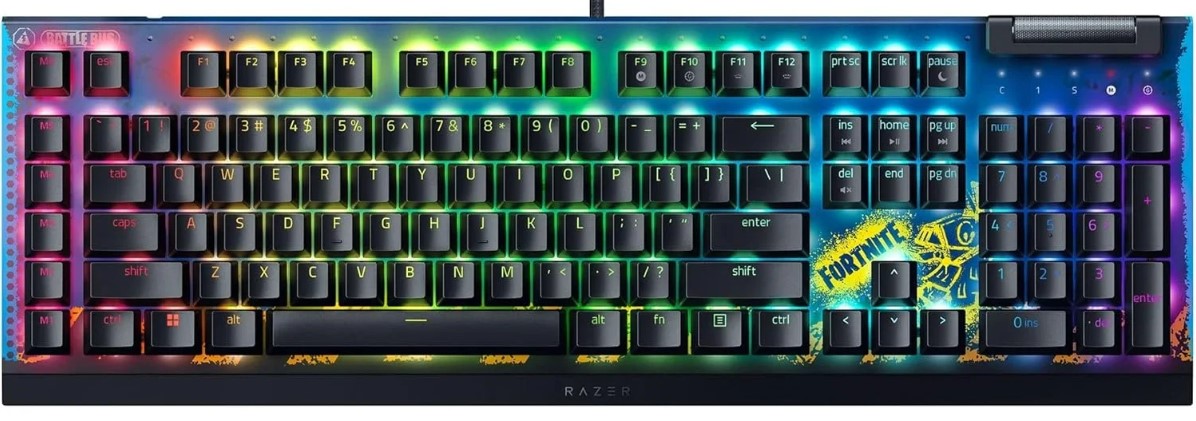 מקלדת גיימינג מכנית חוטית Razer BlackWidow V4 X Fortnite Edition
