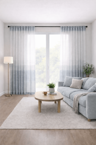 וילון השחלה בד חצי שקוף – דגם לוקאס