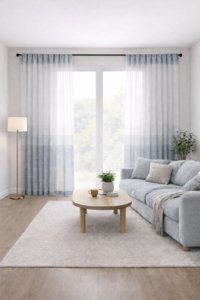 וילון השחלה בד חצי שקוף – דגם לוקאס