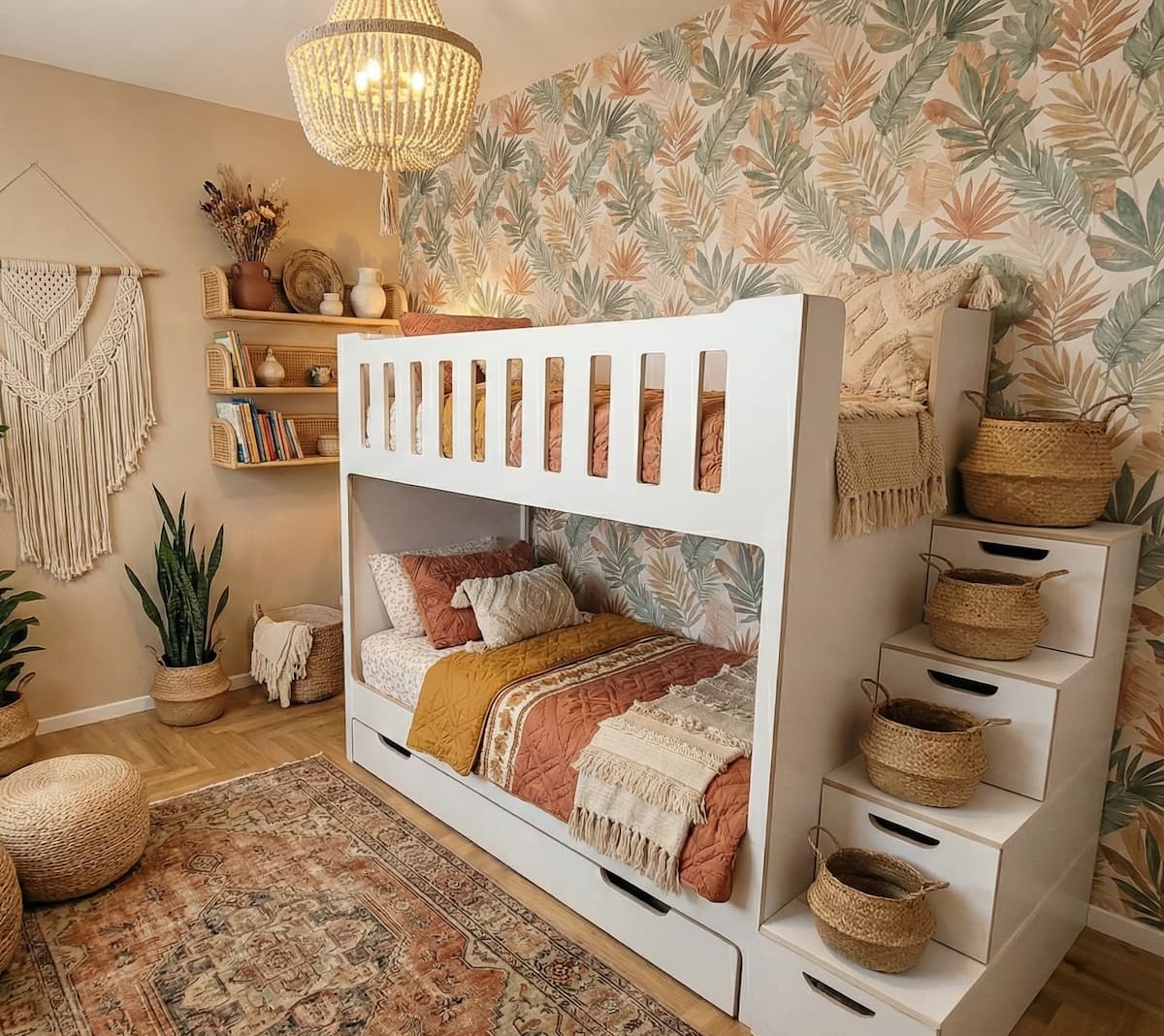 מיטת קומותיים דגם מאיה עם מדרגות עליה למיטה