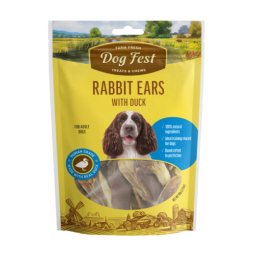 דוג פסט - אוזני ארנב עם ברווז לכלב 90 גרם | Dog Fest Rabbit Ears with Duck