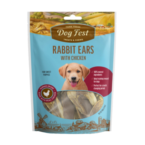 דוג פסט חטיף אוזני ארנב וברווז לגורים 90 גרם | Dog Fest Rabbit Ears with Duck for Puppies 90g