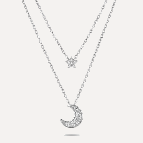 שרשרת ירח וכוכב כפולה משובצת