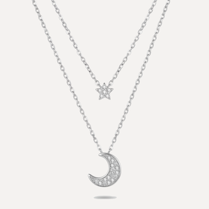 שרשרת ירח וכוכב כפולה משובצת