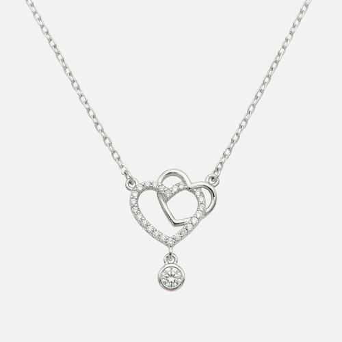 שרשרת לב כפול משובץ