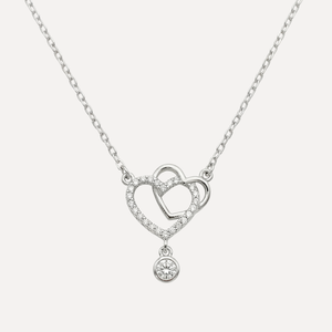 שרשרת לב כפול משובץ