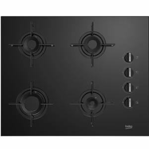 כיריים גז 4 להבות 65 ס"מ דגם K6510IL בקו BEKO זכוכית שחורה