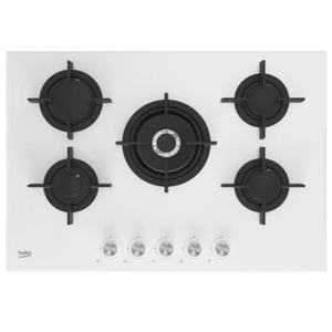 כיריים גז 5 להבות Beko בקו HILW75222SW זכוכית לבנה 75 ס"מ