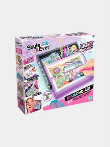ערכת יצירה Style 4 Ever Diamond Art 3-in-1 LED Case אמנות יהלומים, ציורים ומדבקות זוהרות באמצעות לוח אור מובנה