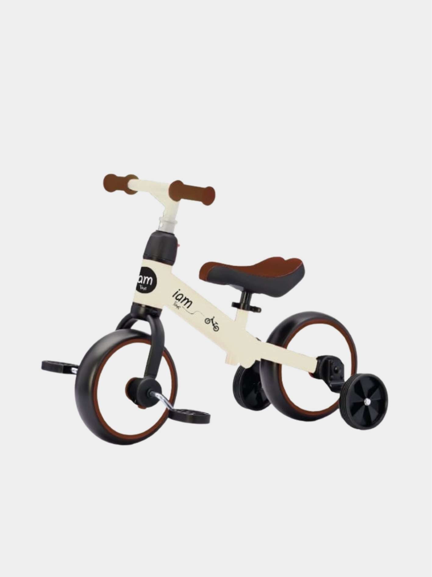אופני איזון ורכיבה 3 ב-1 של המותג IAM Toys בצבע שמנת/לבן