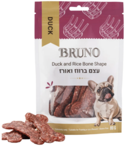 חטיף לכלבים ברונו עצם ברווז ואורז 80 גרם - 