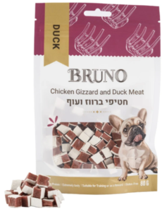חטיף לכלבים ברונו חטיפי ברווז ועוף 80 גרם - 