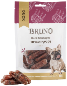 חטיף לכלבים ברונו נקניקיות ברווז 80 גרם - 